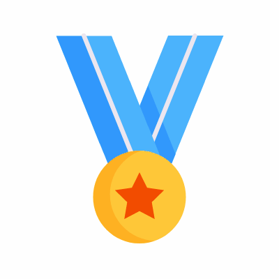 Medal, Animated Icon, Flat