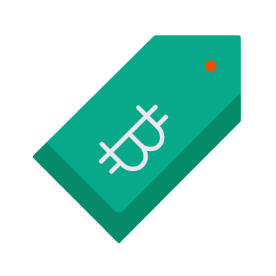 Bitcoin price tag, Animated Icon, Flat