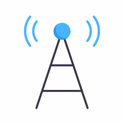 Broadcast tower, Animated Icon, Flat