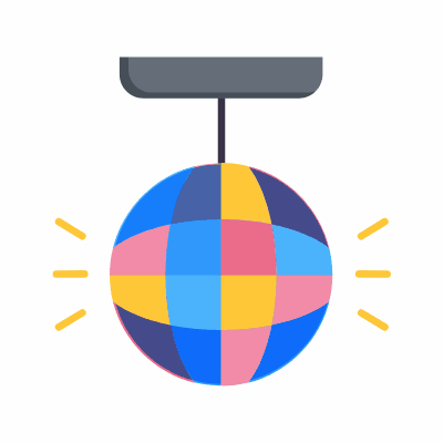 Disco ball, Animated Icon, Flat