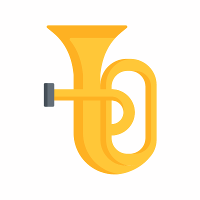 Tuba, Animated Icon, Flat