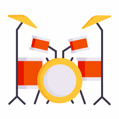 Drum set, Animated Icon, Flat