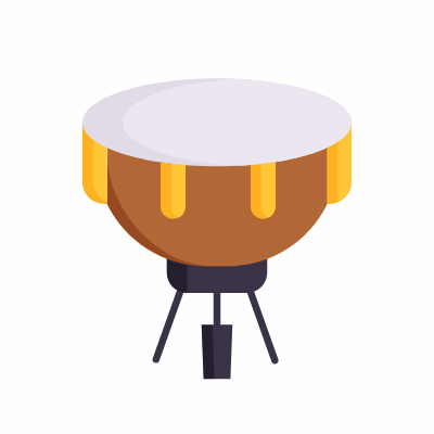 Timpani drum, Animated Icon, Flat