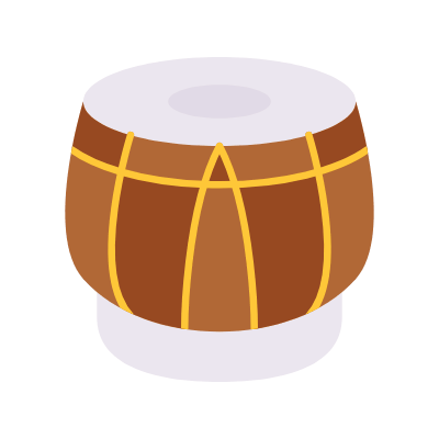 Tabla drum, Animated Icon, Flat