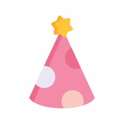 Birthday hat, Animated Icon, Flat
