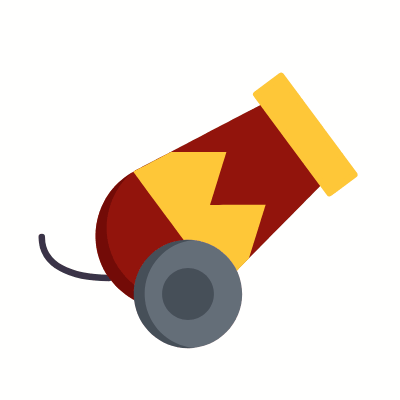 Circus cannon, Animated Icon, Flat
