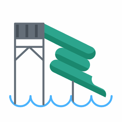 Water park, Animated Icon, Flat