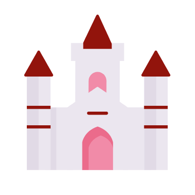 Castle, Animated Icon, Flat