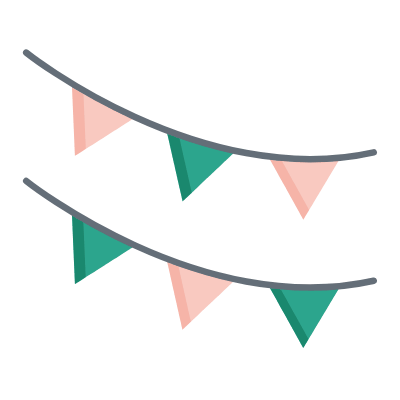 Garlands, Animated Icon, Flat