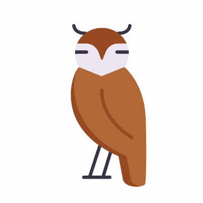 Owl, Animated Icon, Flat