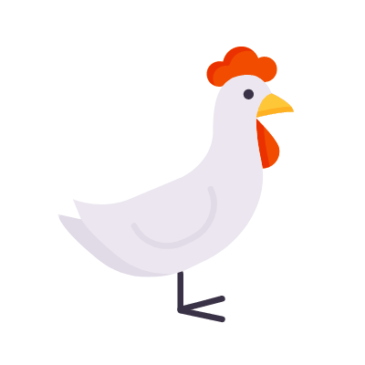 Chicken, Animated Icon, Flat