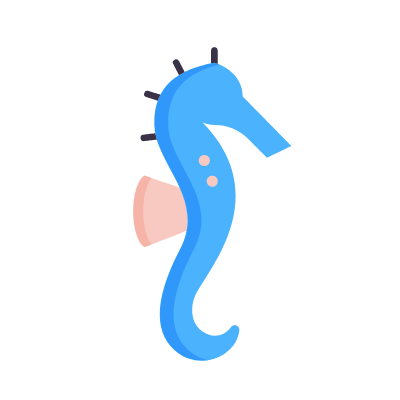 Seahorse, Animated Icon, Flat