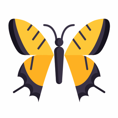 Tiger butterfly, Animated Icon, Flat