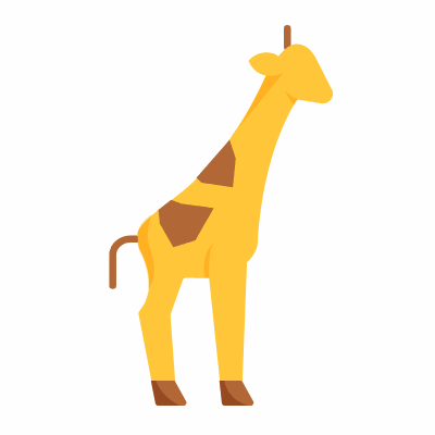 Giraffe, Animated Icon, Flat