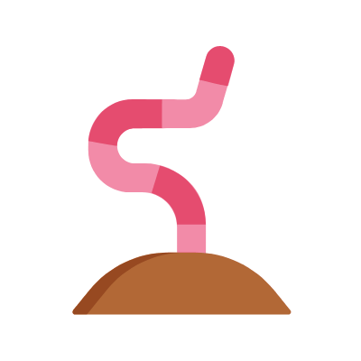 Earthworm, Animated Icon, Flat