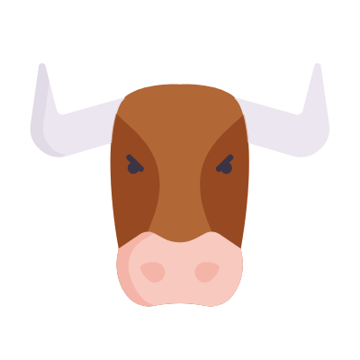 Bull, Animated Icon, Flat