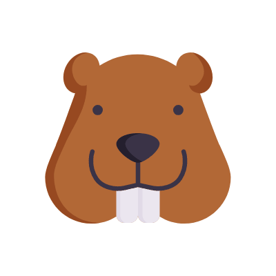 Beaver, Animated Icon, Flat