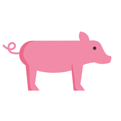 Pig, Animated Icon, Flat