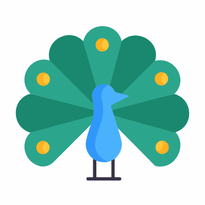 Peacock, Animated Icon, Flat