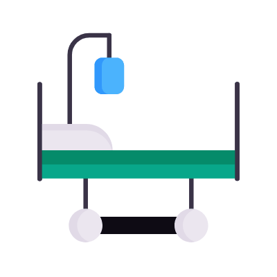 Hospital bed, Animated Icon, Flat