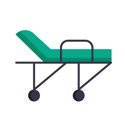 Medical stretcher, Animated Icon, Flat