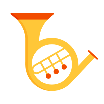 French horn, Animated Icon, Flat