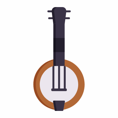 Banjo, Animated Icon, Flat