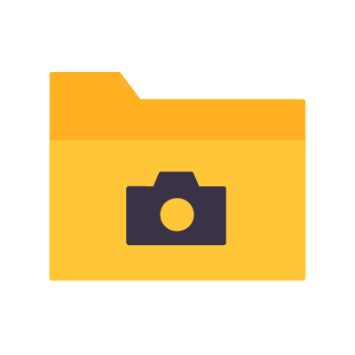 Folder camera, Animated Icon, Flat