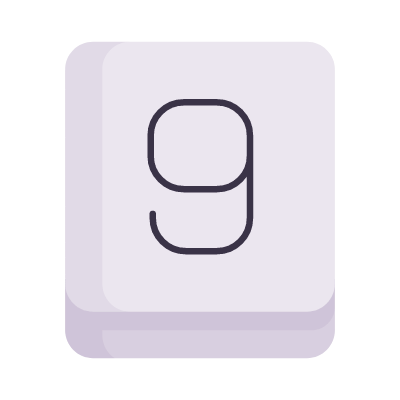 Nine key, Animated Icon, Flat
