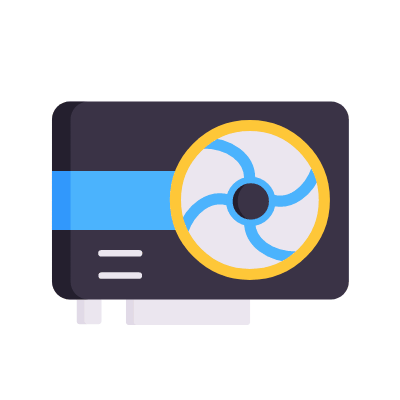 Video card, Animated Icon, Flat