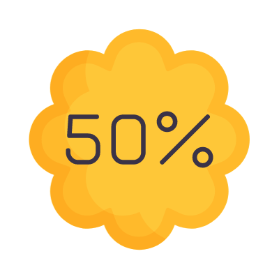 Sale 50%, Animated Icon, Flat