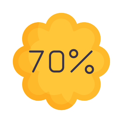 Sale 70%, Animated Icon, Flat