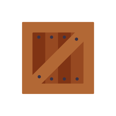 Wooden box, Animated Icon, Flat