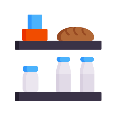 Grocery shelf, Animated Icon, Flat