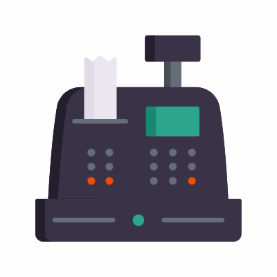 Cash register, Animated Icon, Flat