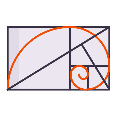 Fibonacci arcs, Animated Icon, Flat