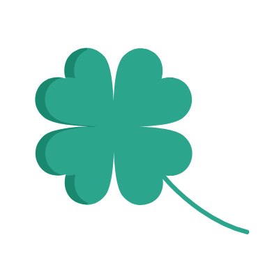 Four-leaf clover, Animated Icon, Flat