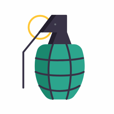 Grenade, Animated Icon, Flat