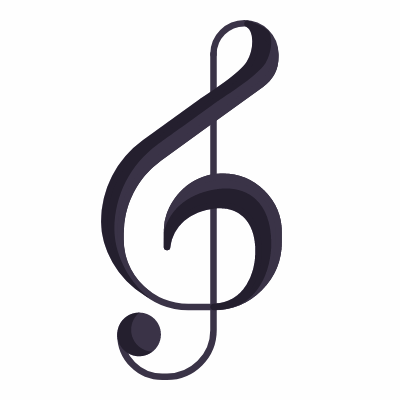 Treble clef, Animated Icon, Flat