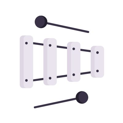 Xylophone, Animated Icon, Flat