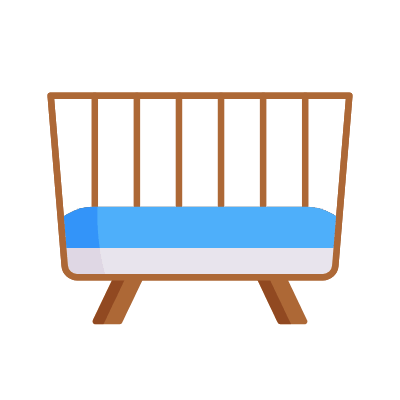 Baby bed crib, Animated Icon, Flat