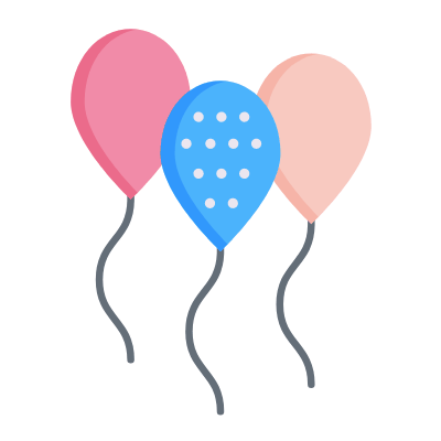 Party balloons, Animated Icon, Flat