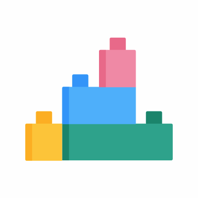 Bricks toy, Animated Icon, Flat