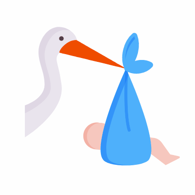 Stork, Animated Icon, Flat
