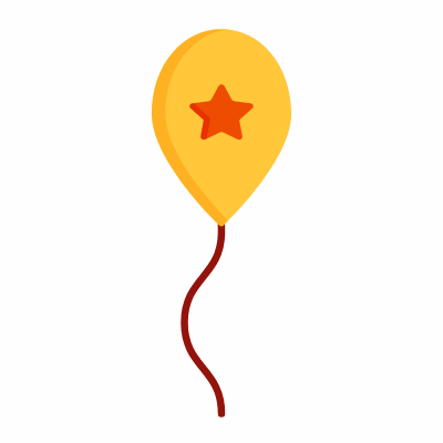 Party balloon, Animated Icon, Flat