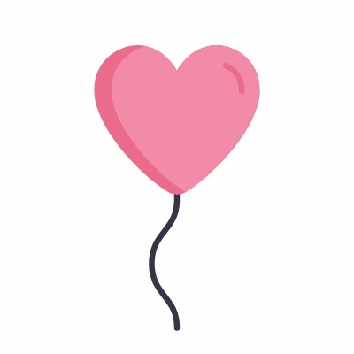 Heart balloon, Animated Icon, Flat