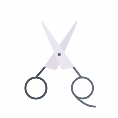 Barber scissors, Animated Icon, Flat