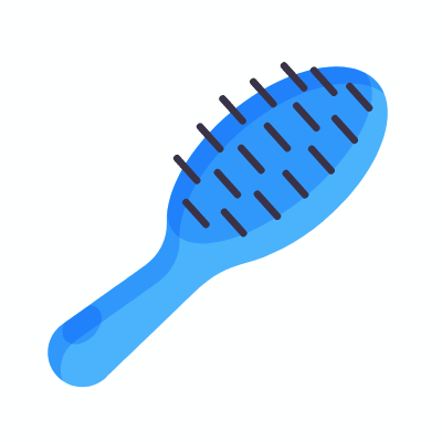 Hair brush, Animated Icon, Flat