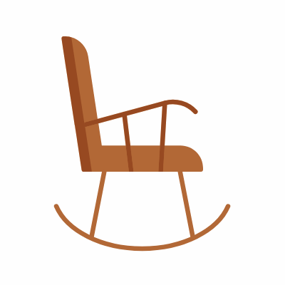 Rocking chair, Animated Icon, Flat