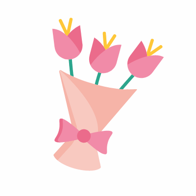 Flower bouquet, Animated Icon, Flat